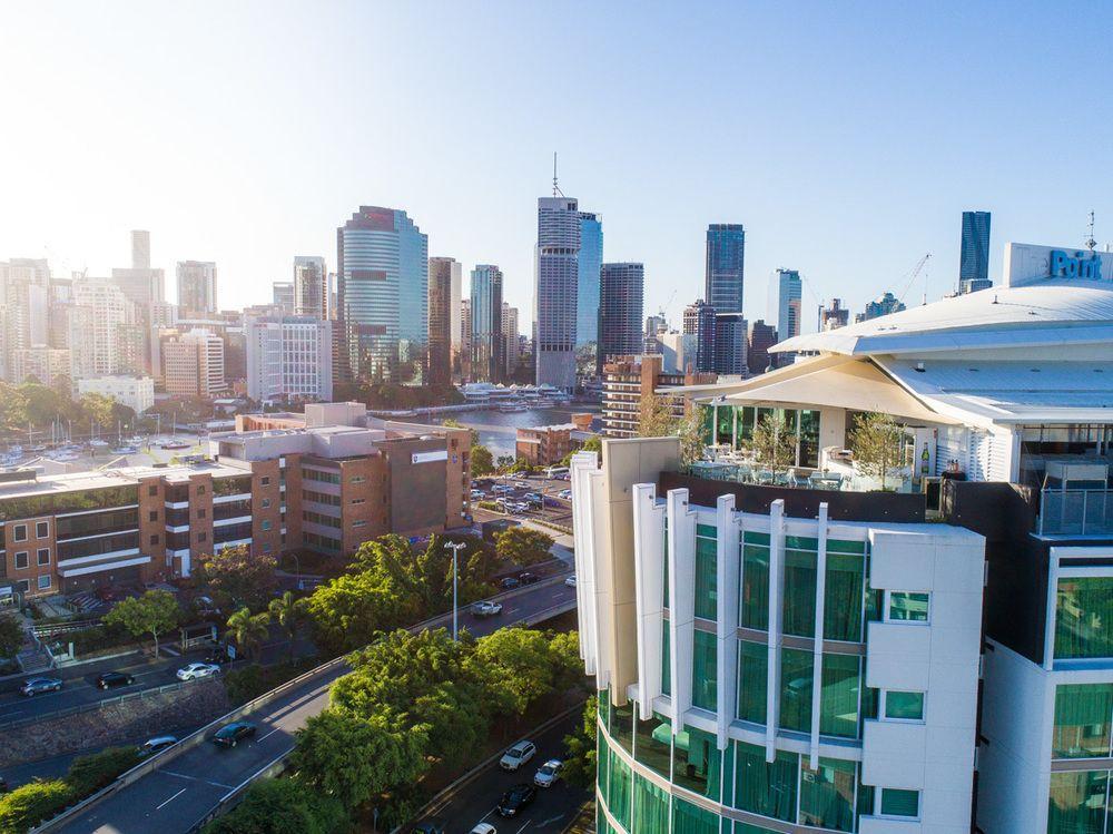 The Point Brisbane Hotel Exteriör bild Aerial view of the Brisbane CBD