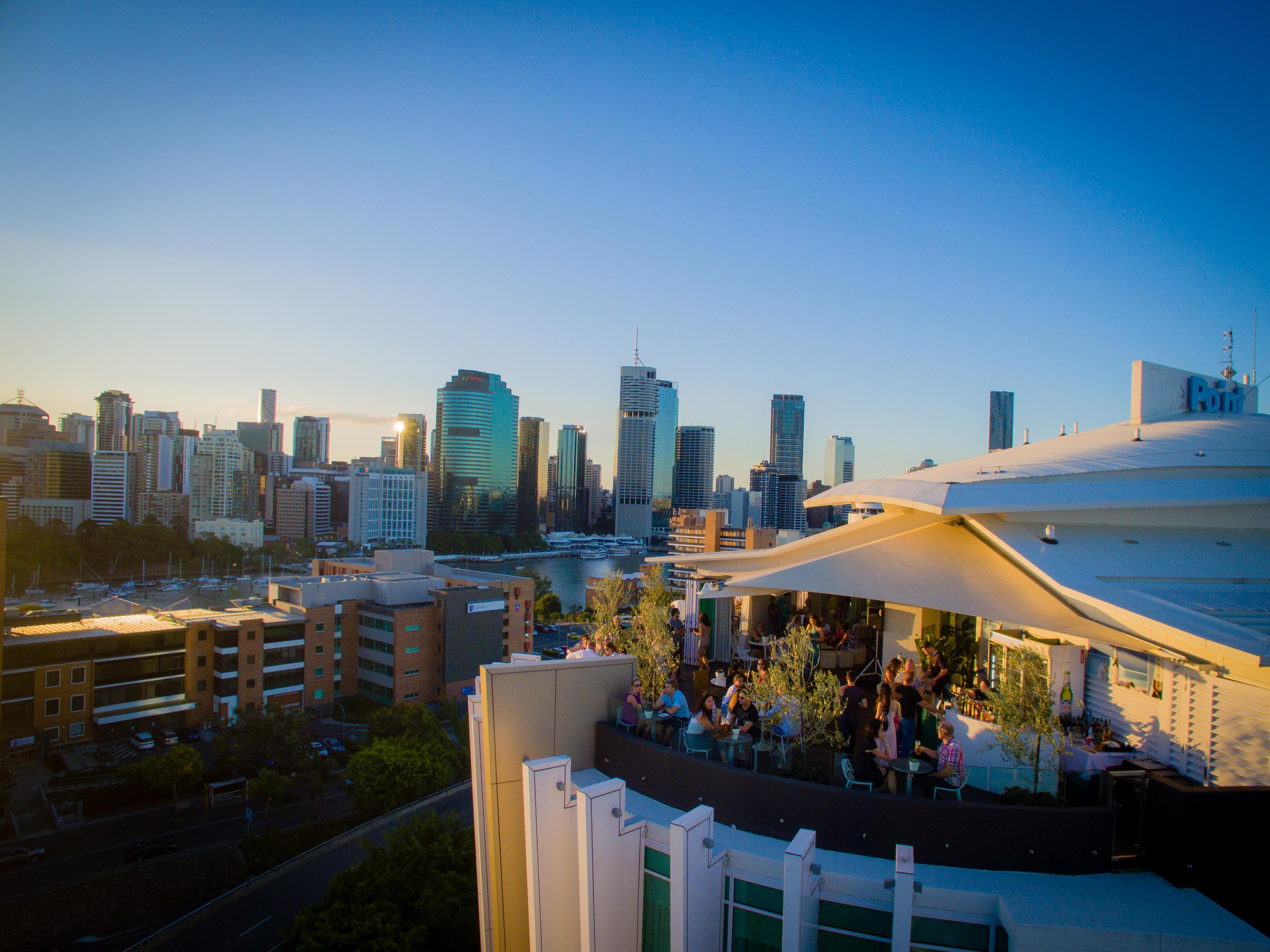 The Point Brisbane Hotel Exteriör bild View of the Brisbane CBD from the rooftop of the UQ Union